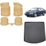 Team Car Skoda Octavia 1996 Model 3D Bagaj Havuzu+3d Araca Özel Bej Havuzlu Paspas Takımı - Siyah - Bej