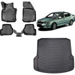 Team Car Skoda Octavia 2010 Model 3D Bagaj Havuzu+3d Havuzlu Araca Özel Paspas Takımı - Siyah - Siyah