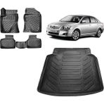 Team Car Toyota Avensis 2003 Model 3D Bagaj Havuzu+3d Havuzlu Araca Özel Paspas Takımı - Siyah - Siyah