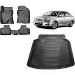 Team Car Toyota Avensis 2007 Model 3D Bagaj Havuzu+3d Havuzlu Araca Özel Paspas Takımı - Siyah - Siyah