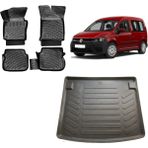 Team Car Volkswagen Caddy 2003 Model 3D Bagaj Havuzu+3d Havuzlu Araca Özel Paspas Takımı - Siyah - Siyah