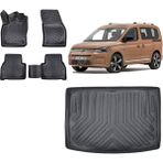 Team Car Volkswagen Caddy 2023 Model 3D Bagaj Havuzu+3d Havuzlu Araca Özel Paspas Takımı - Siyah - Siyah
