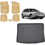 Team Car Volkswagen Golf 4 2000 3D Bagaj Havuzu+3d Araca Özel Bej Havuzlu Paspas Takımı - Siyah - Bej