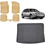 Team Car Volkswagen Golf 4 2003 3D Bagaj Havuzu+3d Araca Özel Bej Havuzlu Paspas Takımı - Siyah - Bej