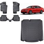 Team Car Volkswagen Jetta 2016 (Cepsiz) Model 3D Bagaj Havuzu+3d Havuzlu Araca Özel Paspas Takımı - Siyah - Siyah
