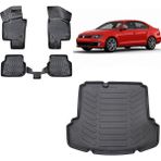 Team Car Volkswagen Jetta 2016 Model (Cepli) 3D Bagaj Havuzu+3d Havuzlu Araca Özel Paspas Takımı - Siyah - Siyah
