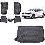 Team Car Volkswagen Polo 2012 Model Üst Kademe 3D Bagaj Havuzu+3d Havuzlu Araca Özel Paspas Takımı - Siyah - Siyah