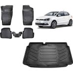 Team Car Volkswagen Polo 2013 Model Alt Kademe 3D Bagaj Havuzu+3d Havuzlu Araca Özel Paspas Takımı - Siyah - Siyah