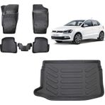 Team Car Volkswagen Polo 2016 Model Üst Kademe 3D Bagaj Havuzu+3d Havuzlu Araca Özel Paspas Takımı - Siyah - Siyah