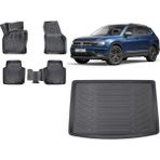 Team Car Volkswagen Tiguan 2018 Model Üst Kademe 3D Bagaj Havuzu+3d Havuzlu Araca Özel Paspas Takımı - Siyah - Siyah