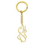 TEAMER Kedi silüeti anahtarlık, minik kedicik kedi kolye ucu, paslanmaz çelik, kadınlar ve erkekler için, Altın, 35*18MM