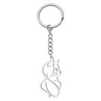 TEAMER Kedi silüeti anahtarlık, minik kedicik kedi kolye ucu, paslanmaz çelik, kadınlar ve erkekler için, Gümüş., 35*18MM
