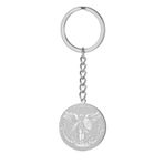 TEAMER Saint Michael Anahtarlık Paslanmaz Çelik Dini Aziz Michael Anahtarlık Büyük Koruyucu Başmelek Muska Takı, Gümüş, 25*25mm