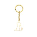 TEAMER Sevimli kucaklayan kedi köpek anahtarlık köpek kedi kolye ucu paslanmaz çelik takı kedi köpek severler için kadınlar ve erkekler için, Altın, 31*30MM