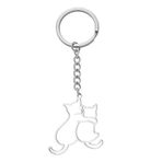 TEAMER Sevimli sevimli kedi anahtarlık, sarılan kedi kolye ucu, zarif kedi sever takı, paslanmaz çelik, kadın ve erkek için, Gümüş., 29*30MM