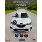 Tear Now Renault Megane 4 (2016-2025) Yeni Tasarım Amblem Kaplama Sticker - Piano Black, Siyah & Gri - Standart - Parlak Siyah