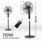 Teba 18 Inch Uzaktan Kumandalı / Zaman Ayarlı Ayaklı Vantilatör - Siyah
