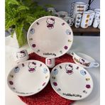 Tebak Collection 6 Parça Hello Kitty Desen Porselen Çocuk Yemek Takımı Mama Seti