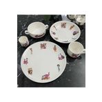 TEBAK COLLECTION Taş Devri Desen Porselen 5 Parça Çocuk Yemek Takımı Mama Seti