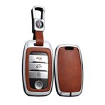 TECART Akıllı araba anahtarı kılıfı kapak Kia K3 KX3 K4 K5 Rio5 Sportage Ceed Sorento Niro Soul Cerato Optima deri desenli taşınabilir koruyucu kılıf anahtar kılıfı aksesuar anahtar A 3 tuş, Gümüş,