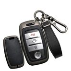 TECART Akıllı araba anahtarı kılıfı kapak Kia K3 KX3 K4 K5 Rio5 Sportage Ceed Sorento Niro Soul Cerato Optima deri desenli taşınabilir koruyucu kılıf anahtar kılıfı aksesuar anahtar B 3 tuş, Siyah,