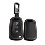 TECART Akıllı araba anahtarı kılıfı kapak Kia Rio Ceed Pro Ceed Carens Picanto Sorento Sportage Soul Venga deri deseni taşınabilir koruyucu kılıf anahtar kılıfı aksesuar anahtar A 3 tuş, Siyah,