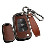 TECART Akıllı araba anahtarı kılıfı kapak Kia Rio Ceed Pro Ceed Carens Picanto Sorento Sportage Soul Venga deri deseni taşınabilir koruyucu kılıf anahtar kılıfı aksesuar anahtar B 3 tuş, Siyah,
