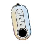 TECART Anahtar Fob kapak Fit Fiat 500 500 C Brava yumuşak TPU anahtar durumda anahtarlık anahtar kabuk kutusu tutucu aksesuarları 3 düğme, Beyaz, 3 button