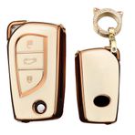 TECART Anahtar Fob Kapak Fit Toyota Camry Yumuşak TPU Anahtarlık Anahtar Kılıf Anahtar Kabuk Kutusu Aksesuarları Koruyucu 3 düğme, C-beyaz, C-keychain