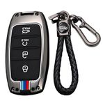 TECART Anahtar Fob Kılıf Kapak Fit Kia NIRO Forte Optima Sorento Rio Soul EV Sportage Anahtar Aksesuarları Koruyucu 3/4 Düğmeler, 4b Düğme örgülü Anahtarlık-siyah, 4B button-Braided keychain-Black