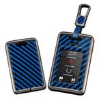 TECART Araba anahtarı kılıfı Cover Cadillac XT5 XT4 XT6 XTS CT4 CT5 CT6 CTS ATS SRX STS XLS DTS ELR için uygundur Escalade ESV6 CTS PVC anahtarlık Keyless Go koruması 5 tuşlu karbon fiber, A-mavi,