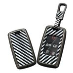 TECART Araba anahtarı kılıfı Cover Defender 90 Discovery 4 Freelander 2 Range Rover Sport P400e Evoque Velar Jaguar XF için PVC anahtarlık Keyless Go koruma 5 tuşlu karbon fiber, A-beyaz, 5-Taste