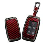 TECART Araba anahtarı kılıfı Cover Freelander2 LR4 Discovery3 Discovery4 Aurora Range Rover Sport Evoque Vogue Jaguar için uygun, PVC anahtarlık, anahtarsız gitme koruması, 5 tuşlu karbon fiber,