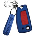 TECART AUTO Folding Aksesuar Araba Anahtarı Kılıfı Kapak Nissan X-Trail T32 Juke F15 Qashqai J11 Micra K14 Pulsar C13 Rogue için Uygun Taşınabilir ABS Koruyucu Kılıf Anahtar Kapağı 3 tuşlu e, Mavi,