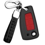 TECART AUTO Folding Aksesuar Araba Anahtarı Kılıfı Kapak Nissan X-Trail T32 Juke F15 Qashqai J11 Micra K14 Pulsar C13 Rogue için Uygun Taşınabilir ABS Koruyucu Kılıf Anahtar Kapağı 3 tuşlu e, Siyah