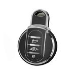 TECART BMW Mini Cooper S için Anahtarlık Kapağı Fit Yumuşak TPU Anahtar Kılıfı Anahtarlık Anahtar Kabuk Kutusu Tutucu Aksesuarları 3 düğme, Siyah, 3 düğme