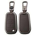TECART Citroen C3 C4 Berlingo 2021 için Metal Anahtarlık Kapağı Fit Deri anahtar kapağı, Kısa kahverengi, short-Brown