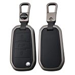 TECART Citroen C3 C4 Berlingo 2021 için Metal Anahtarlık Kapağı Fit Deri anahtar kapağı, Kısa siyah, short-Black