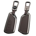TECART Deri akıllı araba anahtarlık kapak VW Volkswagen ID3 ID4 MK8 Golf 8 GTI Skoda Octavia Metal anahtar vaka Golf 8 için, Kısa kahverengi