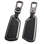 TECART Deri akıllı araba anahtarlık kapak VW Volkswagen ID3 ID4 MK8 Golf 8 GTI Skoda Octavia Metal anahtar vaka Golf 8 için, Kısa siyah