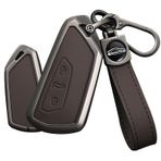 TECART Deri akıllı araba anahtarlık kapak VW Volkswagen ID3 ID4 MK8 Golf 8 GTI Skoda Octavia Metal anahtar vaka Golf 8 için, Uzun kahverengi
