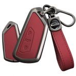 TECART Deri akıllı araba anahtarlık kapak VW Volkswagen ID3 ID4 MK8 Golf 8 GTI Skoda Octavia Metal anahtar vaka Golf 8 için, Uzun kırmızı