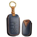 TECART Deri Anahtarlık Kılıfı Koruma KIA K2 Rio NIRO K3 K5 KX3 KX5 Sorento Forte Optima Sportage Ceed Anahtarlık Anahtarlık Kabuk Aksesuarları 3 Düğme Mavi