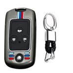 TECART Flip Anahtar Fob Tutucu Anahtarlık Honda Civic Anahtar Konut Anahtar Aksesuarları Koruyucu 3 Düğme Siyah için Fit