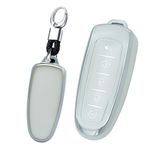 TECART Ford C-Max Edge Escape Expedition Explorer Flex Focus Yumuşak TPU Anahtar Kabuk Aksesuarları 5 düğme, Örgülü Anahtarlık-beyaz, 5 düğme