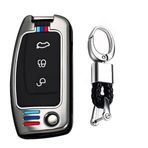 TECART Ford Fiesta Focus 2 Ecosport Kuga Escape Falcon Anahtar Aksesuarları ile Uyumlu Flip Anahtar Fob Kapağı 3 Düğme Gümüş