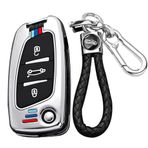 TECART Katlama Akıllı Anahtar Fob Durumda Kabuk Fit Peugeot 407 308 3008 Otomotiv İç Aksesuarları Koruyucu 3 Düğme Gümüş