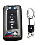 TECART Katlama Anahtar Fob Kılıf Kapak Fit Peugeot 107 207 307 307S Anahtarlık Anahtarlık Anahtar Aksesuarları Koruyucu 2 Düğme Gümüş