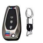 TECART Katlanır anahtarlık değiştirme aksesuarları Chevrolet Cruze Trax Spark Sonic Araba Anahtarı Kılıfı Koruyucu, 3 Düğme-uzaktan Başlat-siyah, 3 düğme-uzaktan başlatma-siyah