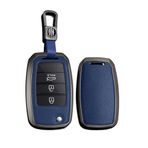 TECART Katlanır araba anahtarı kılıfı Cover Kia Rio 3 K2 Ceed Cerato K3 K5 Sorento Sportage Soul K4 Picanto Optima Forte Stinger deri taşınabilir koruyucu kılıf anahtar kılıfı aksesuar A siyah mavi